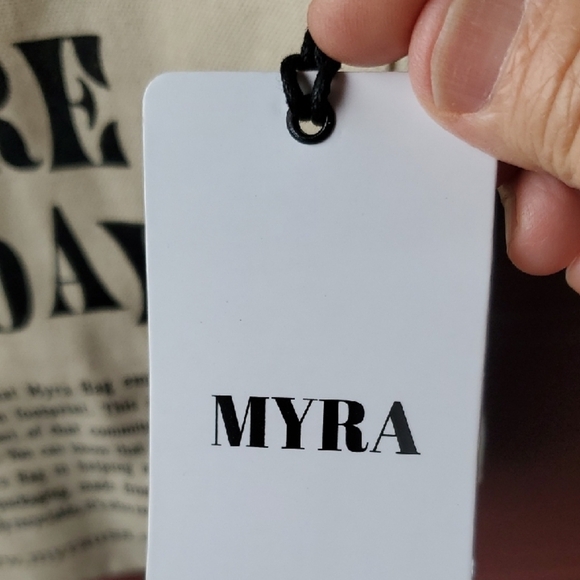 Two Myra Bag Cream Tote with Inspirational Print ( Shoe Bags) - Picture 2 of 7